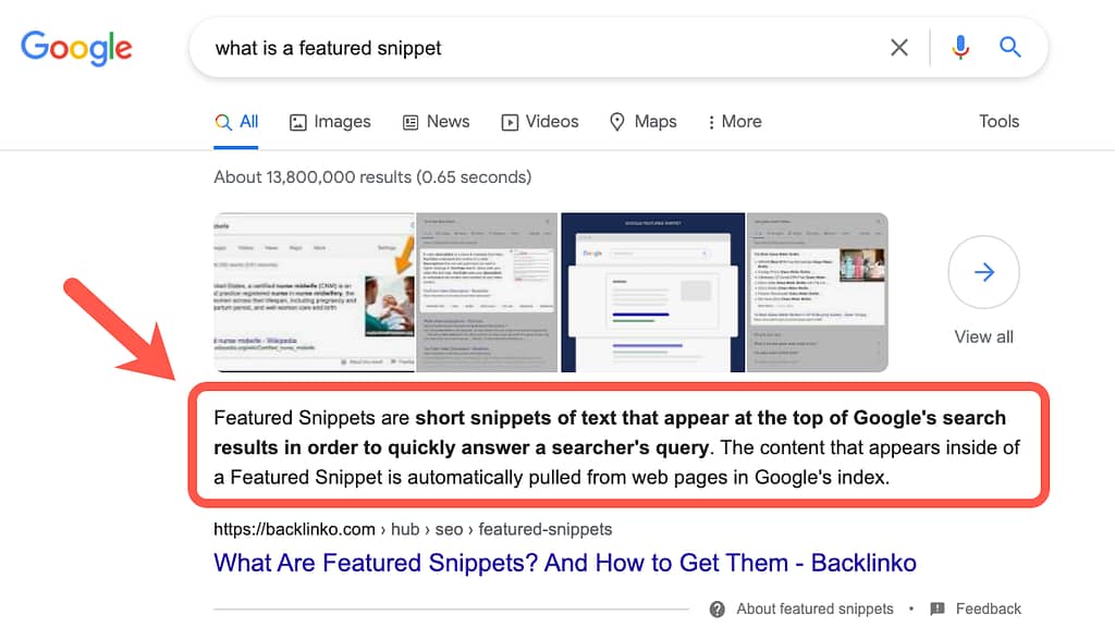Featured snippets and zero-click results